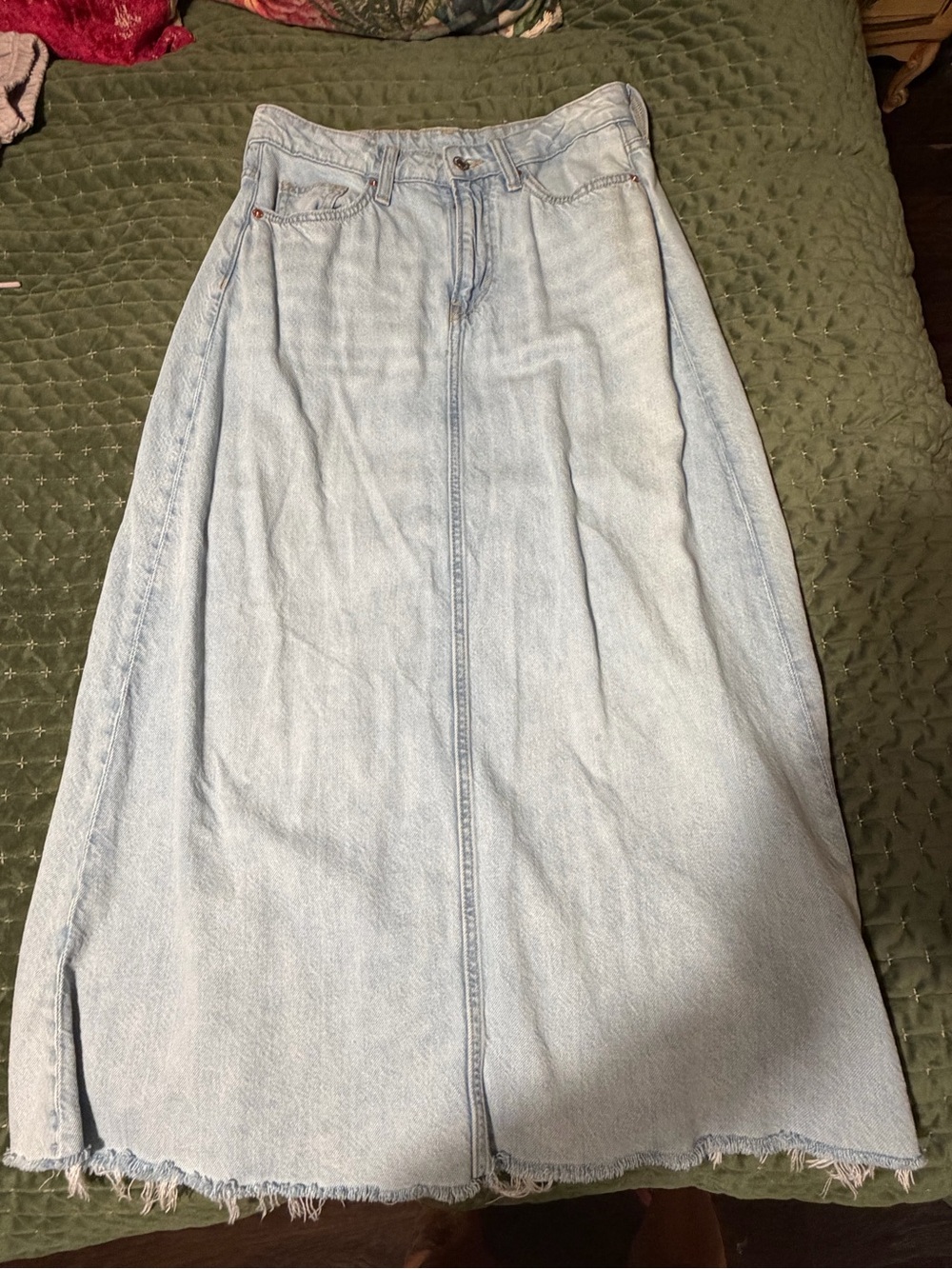 Light Wash Denim Maxi Skirt - Brand Unspecified